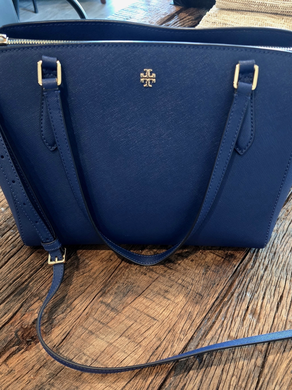Tory Burch Navy Saffiano Leather Tote